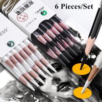 Lápices de carbón blanco y negro, suministros de arte, lápiz profesional, pintura, dibujo, blanco y negro, 6 unidades por juego - details 0