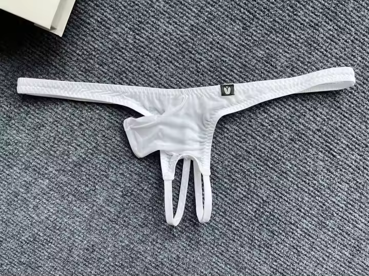 Tanga con pene abierto para hombre, bragas eróticas, ropa interior con funda Jj, calzoncillos con espalda en T, bragas con agujeros para pene, tangas con trasero desnudo Gay, lencería - 1