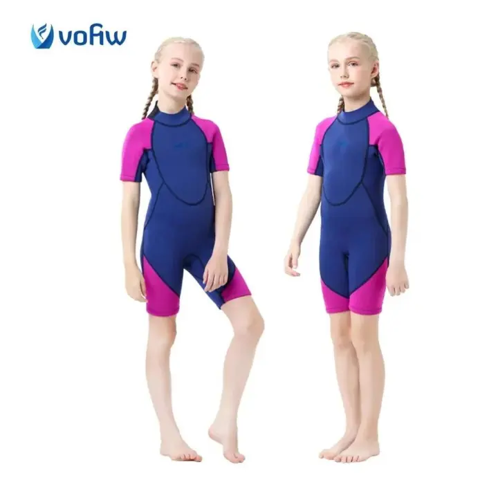Traje de buceo de neopreno de 2mm de Vofiw para niños, traje de baño cálido de una pieza a prueba de frío, traje de baño para niña, surf, natación, traje de neopreno corto - 1