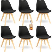 Sillas de Comedor Nórdicas con Respaldo Ergonómico |   Sillas de Cocina con Madera de Haya Maciza con Tela Anti Manchas de Polipiel (2, Gris) - details 13