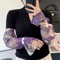 Hebilla de estilo chino impresa mangas de seda de hielo Anti-UV aislamiento UV gasa protector solar manga flor protección solar - details 11
