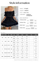 2025 primavera y verano estilo de vacaciones de ocio europeo y americano color sólido borde de hongo vestido de manga corta falda corta para mujer - details 1