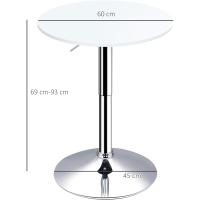 Mesa de Bar Regulable en Altura con Base Redonda y Antideslizante para Cocina Comedor Ø60x69-93 cm Blanco - details 2