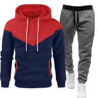 Sudadera deportiva de dos colores para hombre, traje ajustado con costuras de color contrastante, moda de ocio, 2024 - details 5