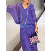 Traje caliente de la gasa del color sólido de la venta de la moda de las mujeres del verano para las mujeres - details 9
