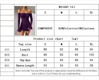Vestido morado de mujer con falda corta de clavícula - details 0