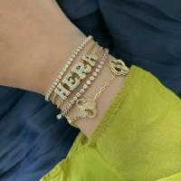 Pulseras personalizadas con 26 letras en inglés, pulseras con nombre de circonita de cristal, pulseras con letras deslizantes DIY, joyería de cumpleaños - details 3
