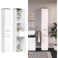 Armario de baño Otis, Blanco Alto Brillo/Antracita, 30 x 190 cm - details 3