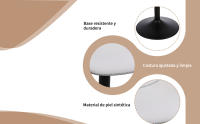 Taburete de Bar, Taburete Giratorio con Respaldo, sillas de Bar Modernas Ajustables, Taburete Alto sin Brazos de Piel sintética para Isla de Cocina, Color Blanco - details 2