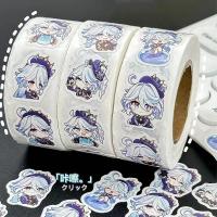 Juego de pegatinas Genshin Impact para niños, calcomanías de dibujos animados, lindos Focalors Furina, círculo, juguete, regalo, 500 unids/set - details 0