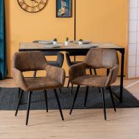 2 Sillas Comedor Vintage Retro Sillón Tapizado en Gamuza con Reposabrazos Patas Metálicas para Cocina Salón - details 3