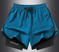 Pantalones cortos deportivos 2 en 1 para hombre para correr rápido, gimnasio con bolsillos - details 1