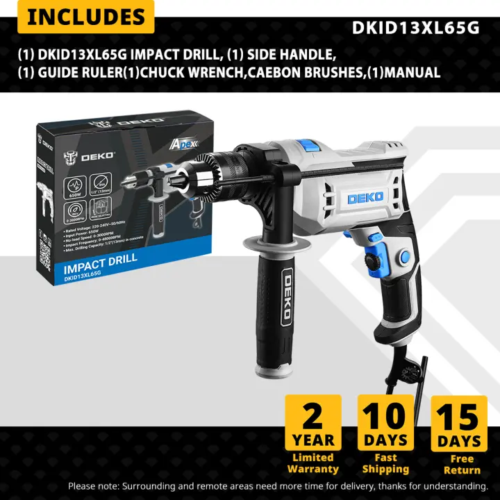 DEKO-taladro de impacto de grado profesional DKID13XL65G, 220V, 2 funciones, destornillador, herramienta eléctrica (serie DKID) - 1
