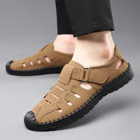 Sandalias de cuero suave para hombre, nuevo estilo, para exteriores, para conducir, zapatos de papá para hombre, zapatos de verano a la moda con agujeros - details 0
