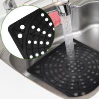 Alfombrilla ajustable para secado de platos, Protector de plástico suave para fregadero de cocina, 2 piezas, 29x29cm, color gris - details 4