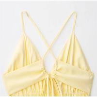 Vestido de noche elegante OUWU Cadena larga amarilla con cuello en V Ropa de playa para vacaciones de verano - details 6