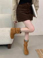 Botas de pila de fondo plano vintage Botas occidentales ajustadas Manga de cabeza redonda - details 6