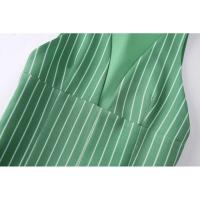 Blusa Sin Mangas a Rayas para Mujer OUWU Top Ajustado con Crema Lateral Ropa de Calle Elegante - details 7