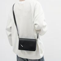 Bolso cruzado vintage-inspired para hombres Negro sólido, cierre magnético, forro de poliéster, bolso de hombro único para el día a día y estilo callejero - details 1