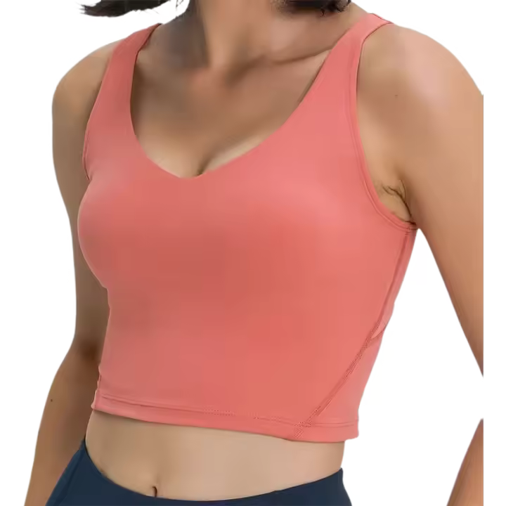 Camiseta sin mangas con estante incorporado, sujetador corto con relleno extraíble, sujetador deportivo tipo palangre para yoga y gimnasio - 1