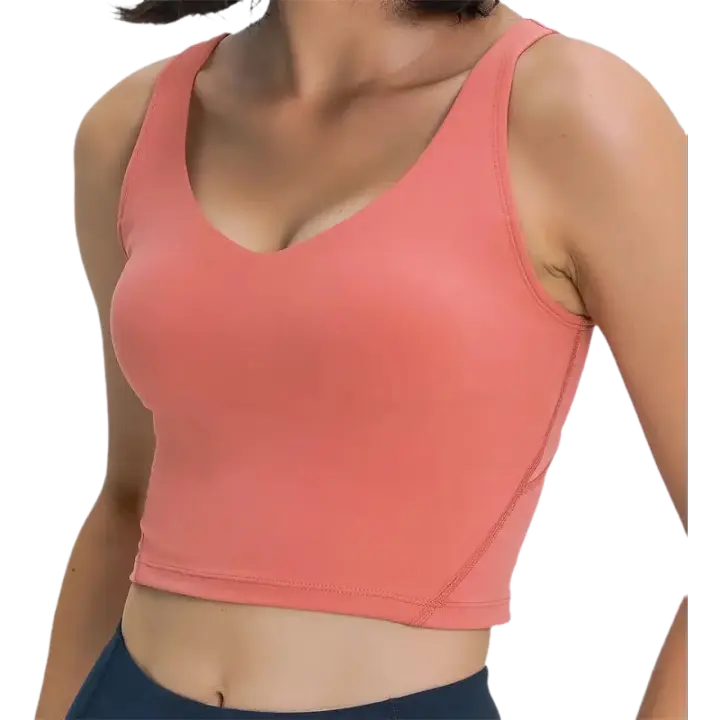 Camiseta sin mangas con estante incorporado, sujetador corto con relleno extraíble, sujetador deportivo tipo palangre para yoga y gimnasio - 1