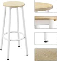 Juego de 2 taburetes de bar, taburete de cocina con reposapiés, estilo industrial, adecuado para cocina, restaurante, sala de fiestas 30×30×64CM color natural - details 6