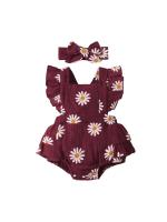Verano recién nacido bebé niñas de 0 a 18 meses mameluco estampado de girasol sin mangas lindo mono de una pieza para niños - details 1