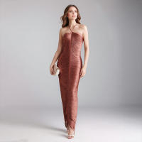 Vestido largo sin mangas con cuello Halter y borlas para mujer, vestido de fiesta adelgazante alto para banquete de boda de noche ajustado de verano - details 6