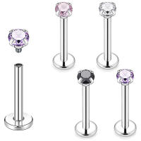 Juego de Piercing Labret de titanio para labio, Piercing de cristal Monroe 5A, para labio, oreja, Tragus, hélice, cartílago, G23, 2 piezas, 16G, 6/8/10mm - details 1