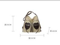 Mochila retro caqui en forma de corazón, bolso de hombro - details 5