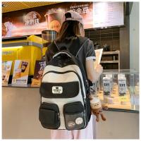 Nueva y bonita versión coreana de la mochila del campus ins para estudiantes femeninas de primaria y secundaria de gran capacidad, mochila ancha con correa para el hombro fuerte y duradera. - details 12
