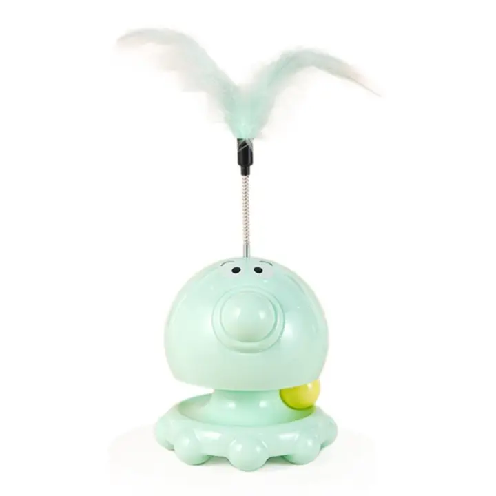 Torre giratoria segura para gatos, bola rodante, pluma superior, juguete divertido para gatos, juguete desmontable con resorte, pista de bolas para gatos, juguete para interiores - 1