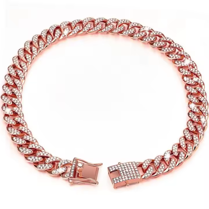 Cadena para perros decorada con diamantes de imitación, 1 collar de arneses para mascotas con hebilla segura, accesorios de moda para mascotas para perros pequeños, medianos y grandes, cosas para perros, productos para mascotas, artículos esenciales para - 1