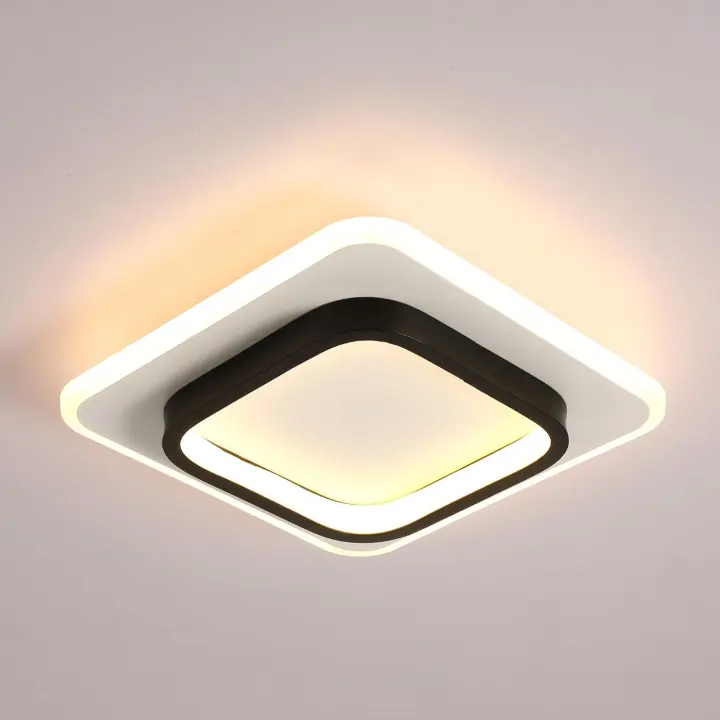 Plafón LED de Techo Cuadrada 40W GOECO, Acrílico Blanco y Negro, 3000/6500K, Lámpara de Techo para Sala de estar, Dormitorio, Comedor, 40*40*5 CM - 1