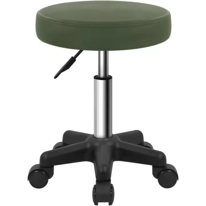 Taburete Giratorio de Altura Ajustable con Ruedas Adecuado para masajes de salón de SPA Negro - 1