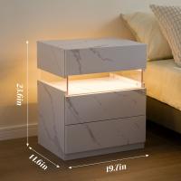 Mesa de noche LED cómoda 3 cajones Diseño rectangular Madera Para dormitorio y sala de estar - details 4