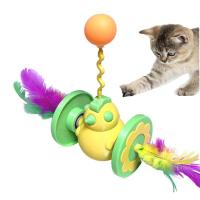 Juguete creativo y atractivo para gatos, juguete único y divertido para morder, pelota de plástico con plumas, pelota interactiva para gatitos - details 8