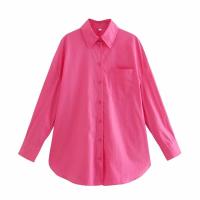 Camisa Básica Larga para Mujer Primavera-Verano 2024 Decoración de Bolsillo en 14 Colores Estilo Europeo-Americano - details 8