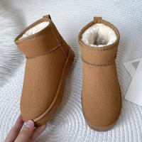 Botas de nieve de ante de vaca para mujer, botines cálidos con felpa gruesa, para clima frío, novedad de invierno, 2023 - details 29