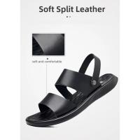 Sandalias cómodas de verano con plataforma para pie plano, sandalias de cuero con suela gruesa antideslizantes para hombre, zapatillas de fondo suave para playa al aire libre - details 8