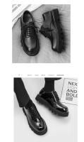 Zapatos derby de suela gruesa con punta cuadrada, zapatos negros de traje casual para jóvenes. - details 11