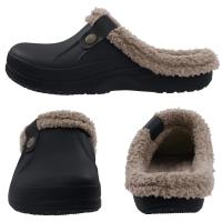 Zuecos de piel para mujer, zapatillas de moda peludas para hombre, calzado para jardín, zapatos de casa impermeables para exteriores, zapatos de trabajo antideslizantes para invierno para hombre - details 5
