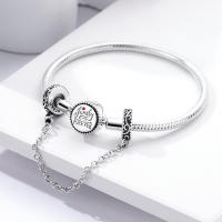 Cadena de Seguridad en Forma de Cruz Original 925 Plata Esterlina con Cuentas Ajuste para Pulsera Diy Joyería de Damas Regalo de Cumpleaños - details 2