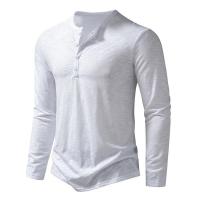 Otoño nueva camiseta de manga larga con cuello para hombres Color transpirable versátil moda camisetas delgadas - details 2
