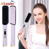 Peine caliente 3 en 1 para peinar el cabello, alisador y rizador profesional, peine eléctrico de calentamiento rápido - details 4