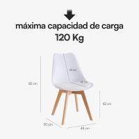 Silla de Trabajo Ergonómica Baroni Home Diseño de Patas Cojín Integrado 50X48X82 cm Blanco 4 - details 5