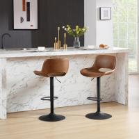 Taburetes de Cocina Altos Giratorios de Cuero Artificial Altura Ajustable Marrón - details 1