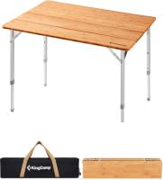 Mesa de Camping Plegable de bambú de 100 x 72 cm para 4 a 6 Personas, Marco Estable de Aluminio, 3 Alturas Ajustables con Bolsa de Transporte para jardín, Picnic, Camping - details 28