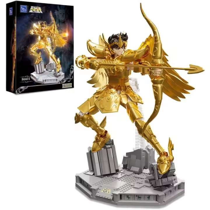 Juego de bloques de construcción, conjunto de construcción de figuras de acción para adultos Sagitario Aiolos, modelo de colección para el hogar o la oficina, bloque de construcción Golden Holy Cloth Myth Soul EX - 1