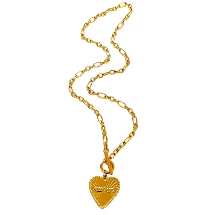 Collar de Corazón en Oro Auténtico con Cadena Larga - Joyería Elegante para Mujeres - 1